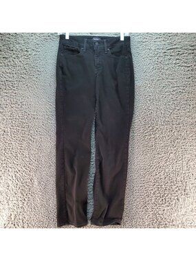NYDJ Jeans Womens 2 Petite Black Marilyn Straight Lift Tuck Stretch Denim *Read*